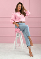 Košile z koronkowymi falbankami Sweet Lace pudrová růžová