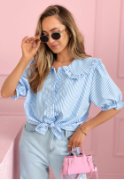 Košile z kołnierzem w paski Kaya blankytná