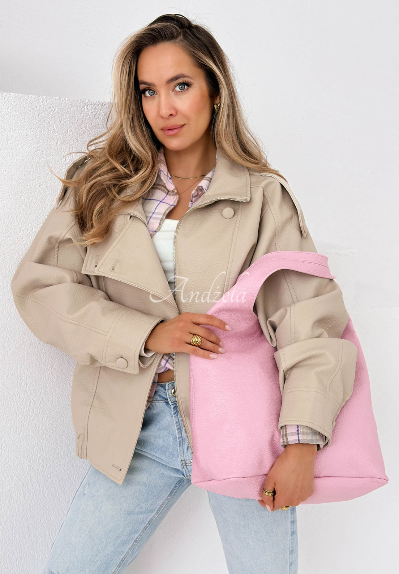 Kožená kabelka Justice růžová