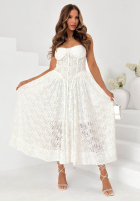 Koronkowa Šaty maxi z gorsetową górą Summer Amour Bílá