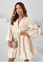 Šaty z falbankami i kwiatowymi naszywkami Cute Daisy blankytná