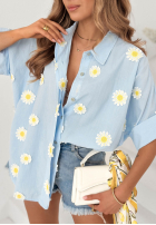 Košile z kwiatowymi naszywkami Cute Daisy béžová