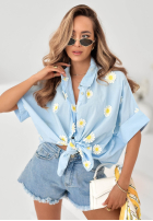 Košile z kwiatowymi naszywkami Cute Daisy béžová