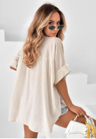 Košile z kwiatowymi naszywkami Cute Daisy béžová