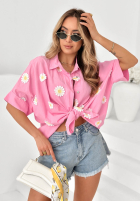 Košile z kwiatowymi naszywkami Cute Daisy béžová