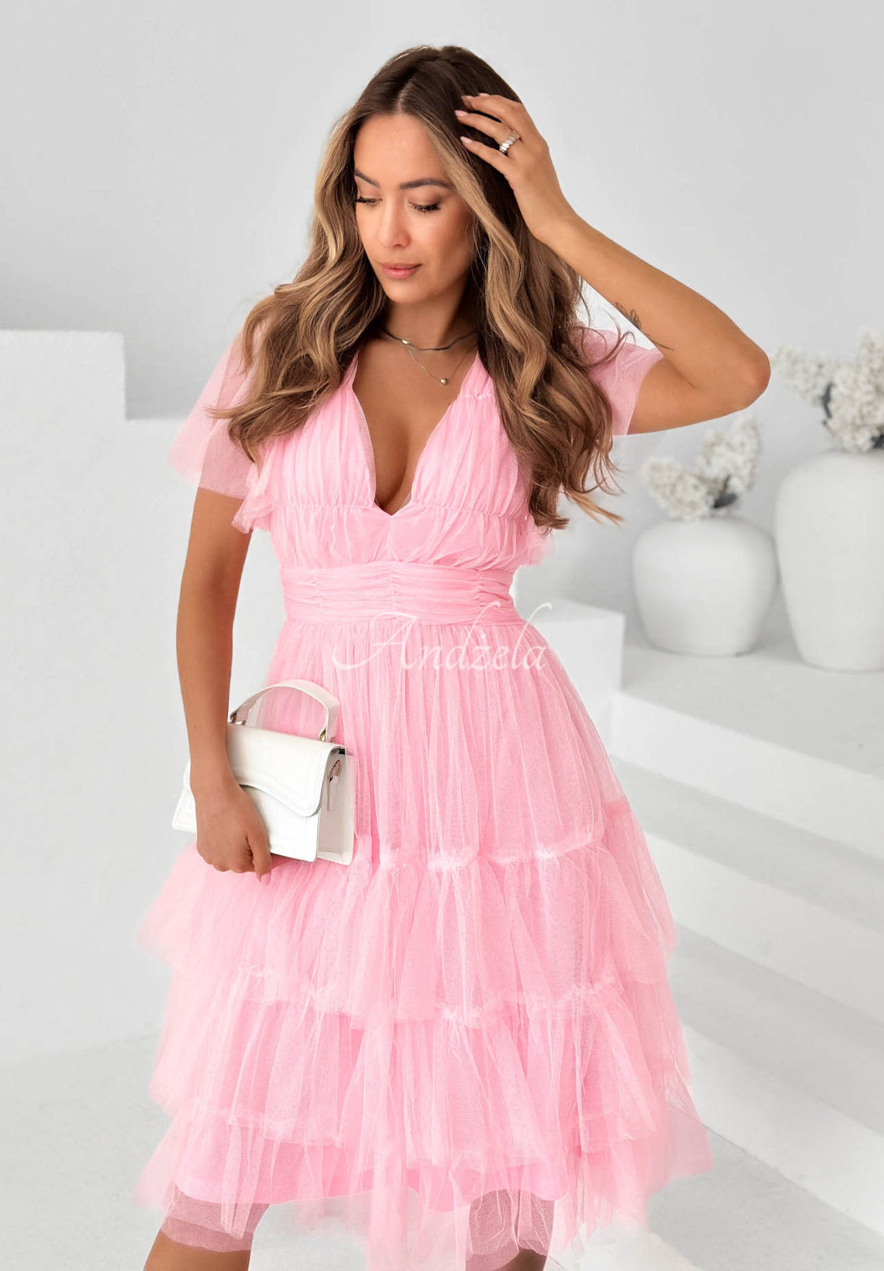 Tylové šaty s volánky Pretty Princess růžová