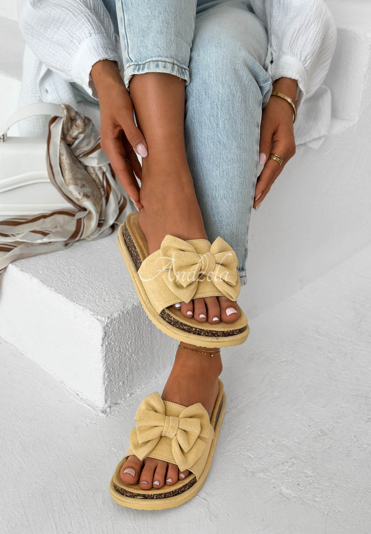 Nazouváky s mašlí Ismeralda žluté