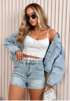 džínové  Kraťasy z koronką i kryształkami Astrini světle modré