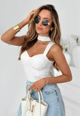 Top s chokerem Don&rsquo;t Be Late ecru