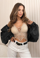 Krótki koronkowy top Lace Dream Bílá