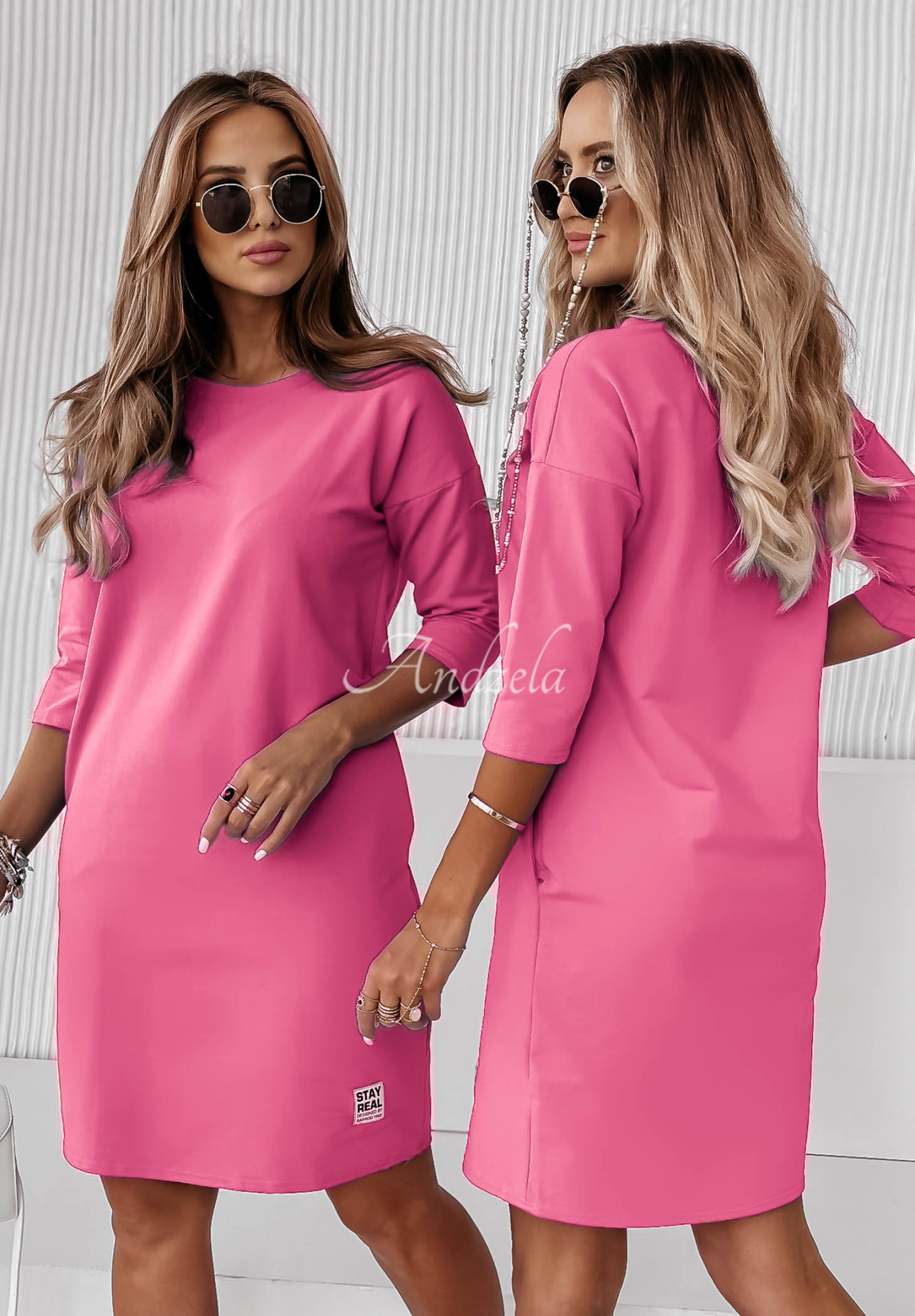 Šaty Tunika s kapsami Stay Real fuchsiová