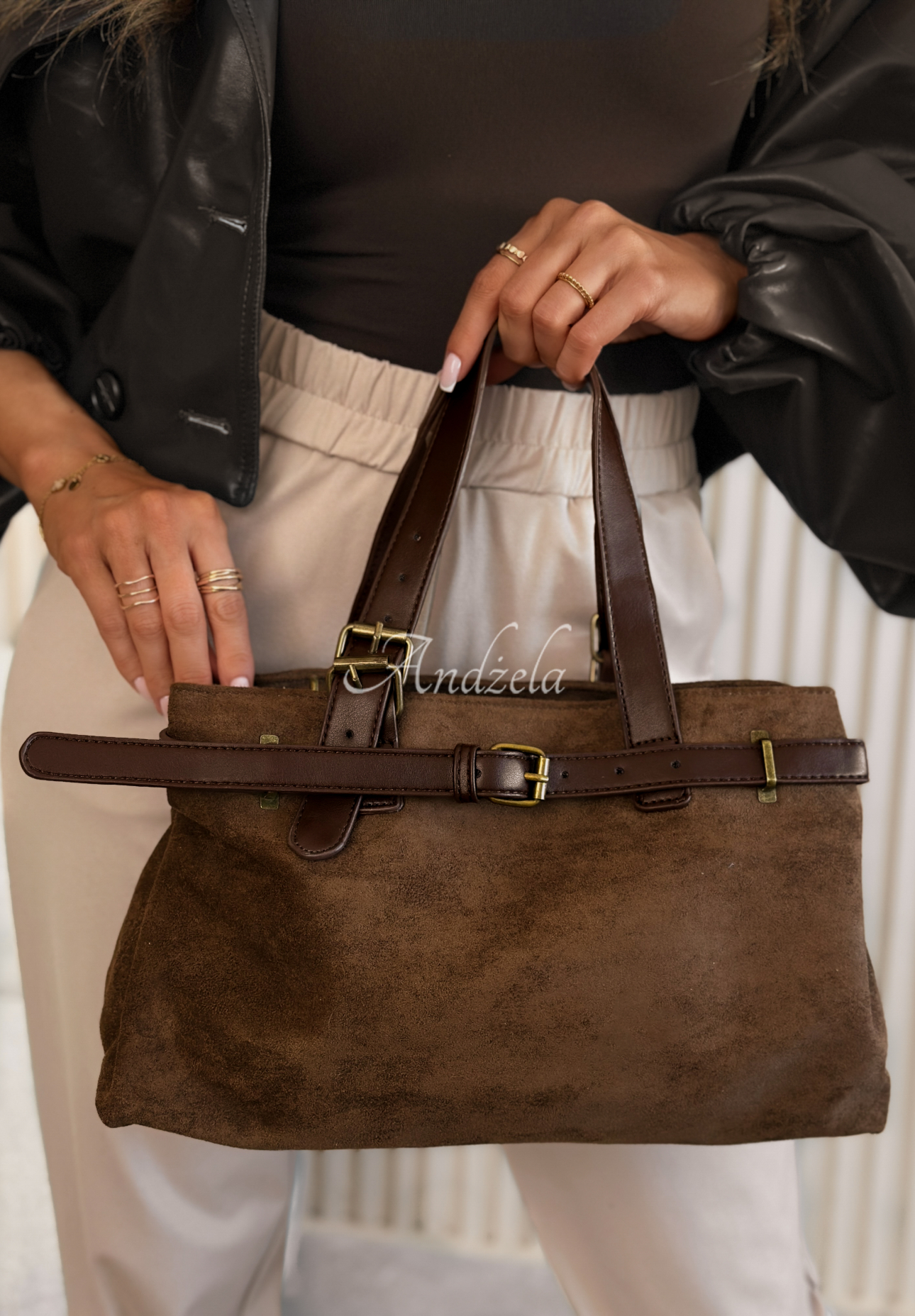 Semišová kabelka Donna čokoládová