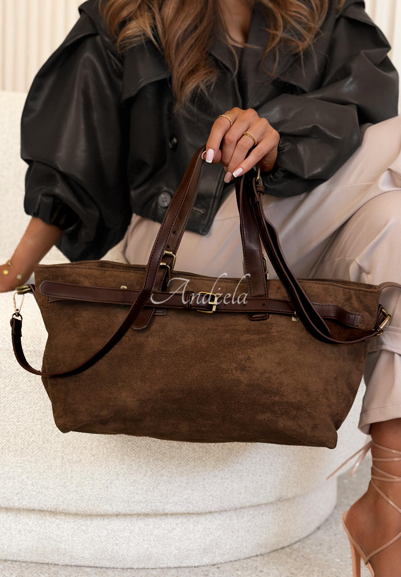 Semišová kabelka Donna čokoládová