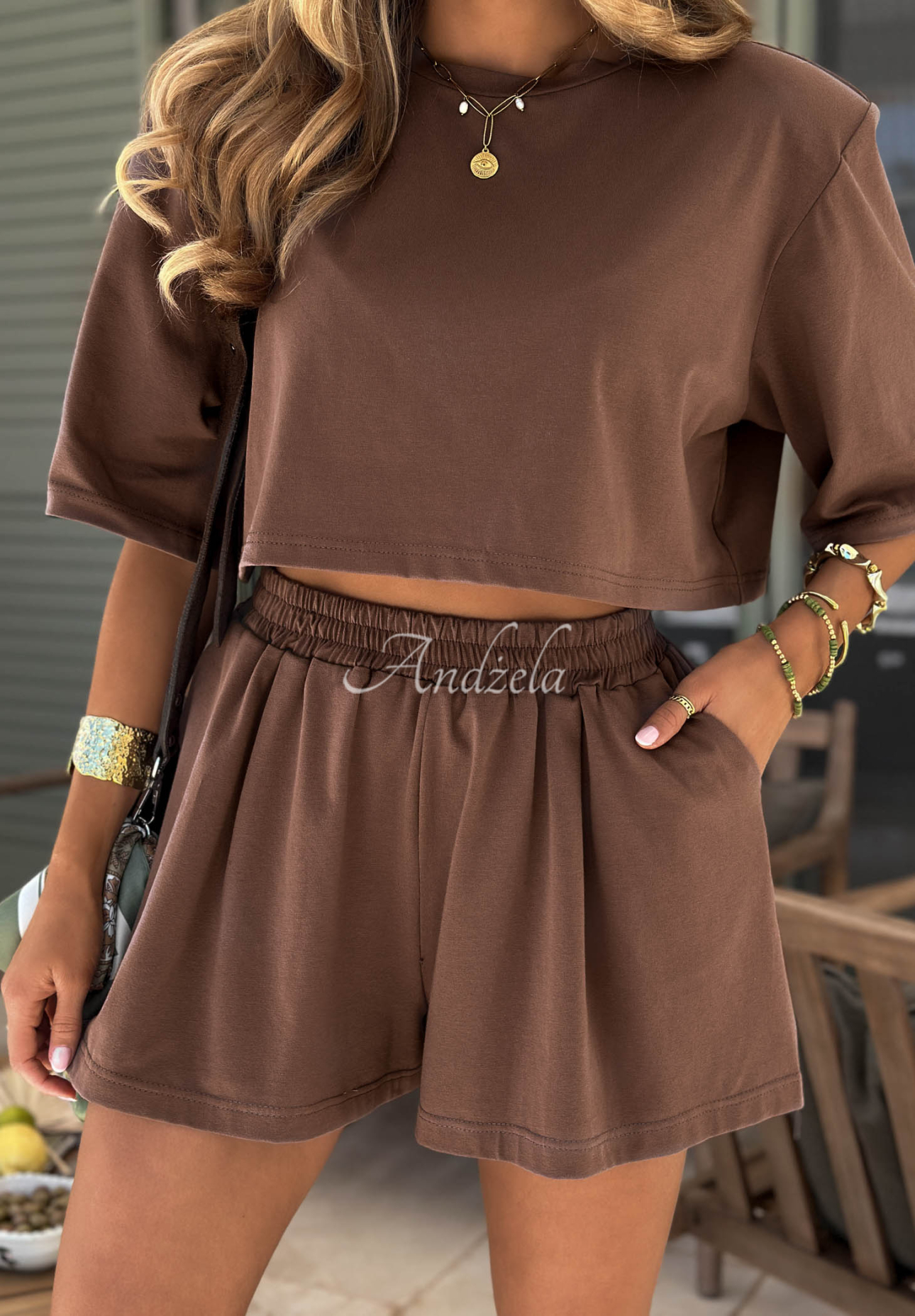 Krátké bavlněné šortky Viva Oliva čokoládové