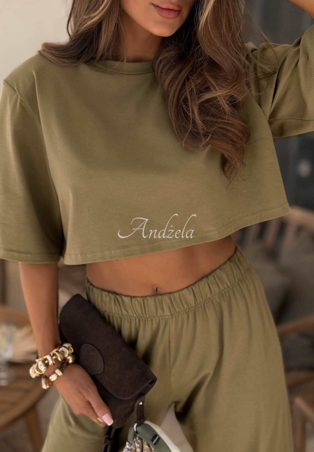 Bavlněné tričko s vycpávkami Viva Oliva olivový