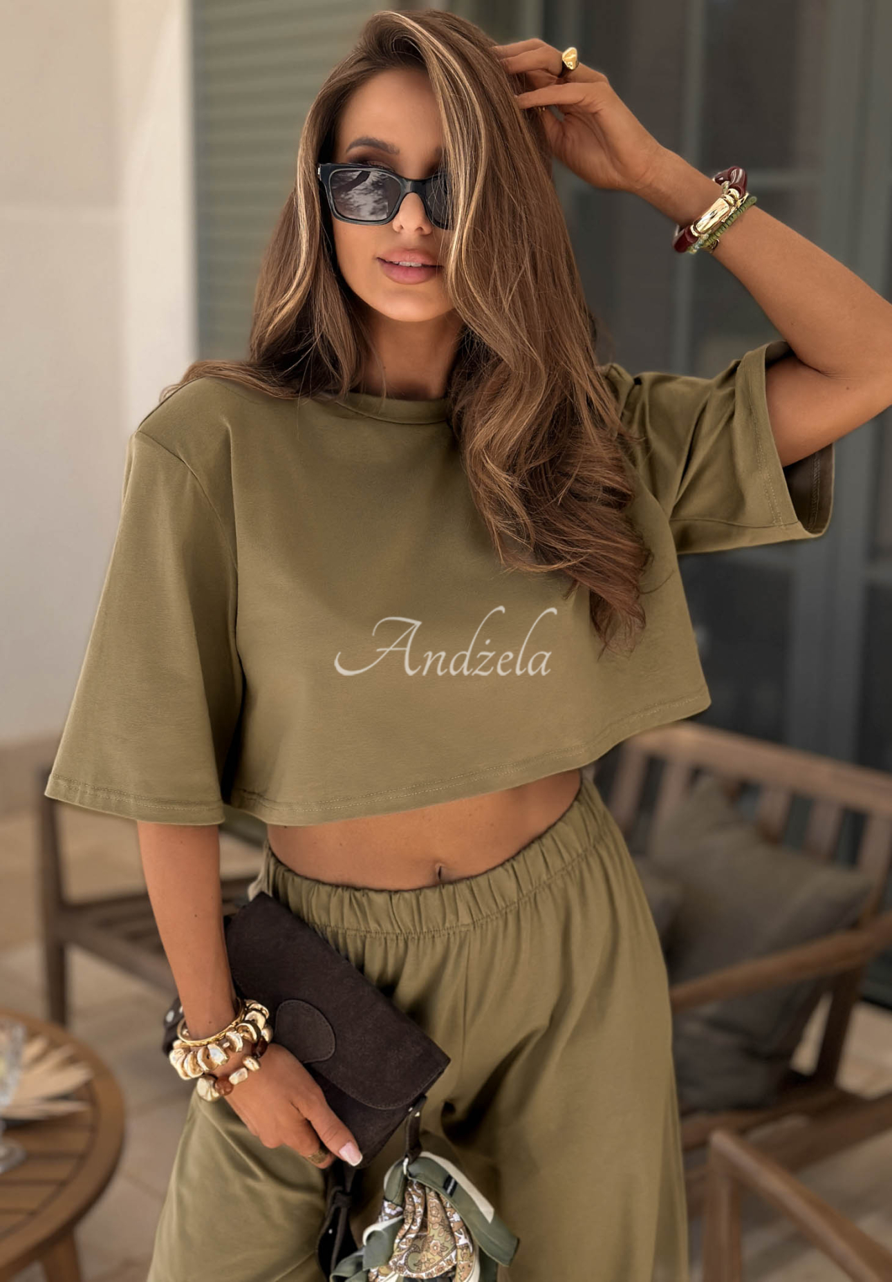 Bavlněné tričko s vycpávkami Viva Oliva olivový