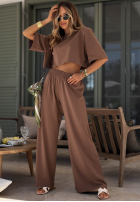 Bawełniane Kalhoty dresowe wide leg Silent Hour olivové