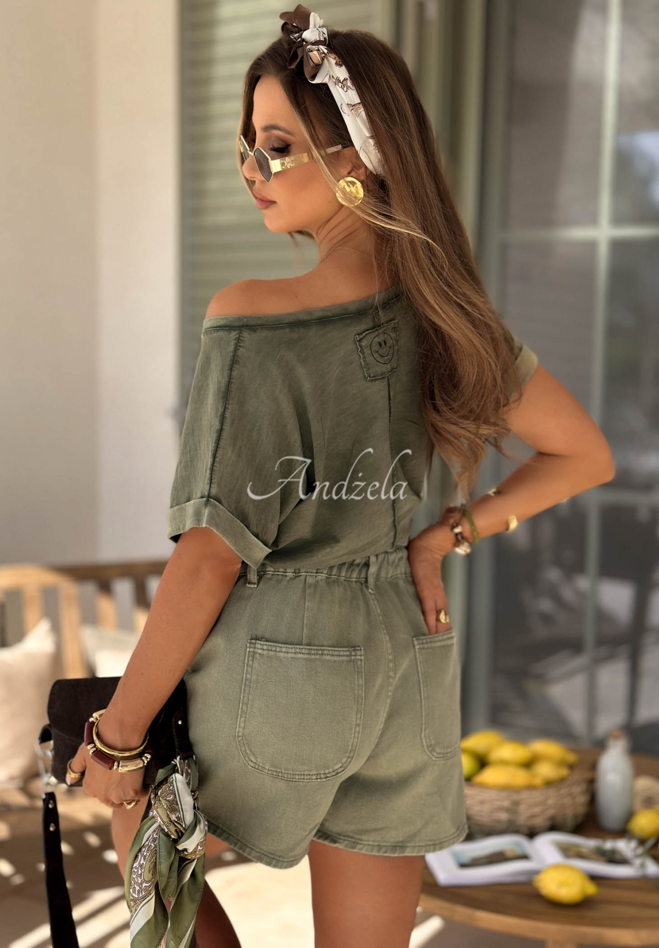 Džínové šortky Safari Trip khaki