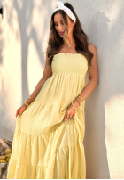 Šaty maxi z falbankami Morning Light žlutá