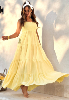 Šaty maxi z falbankami Morning Light žlutá