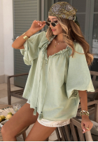 Halenka z bufkami i wiązaniem przy dekolcie Bellanova Bílá