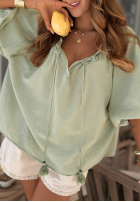 Halenka z bufkami i wiązaniem przy dekolcie Bellanova Bílá