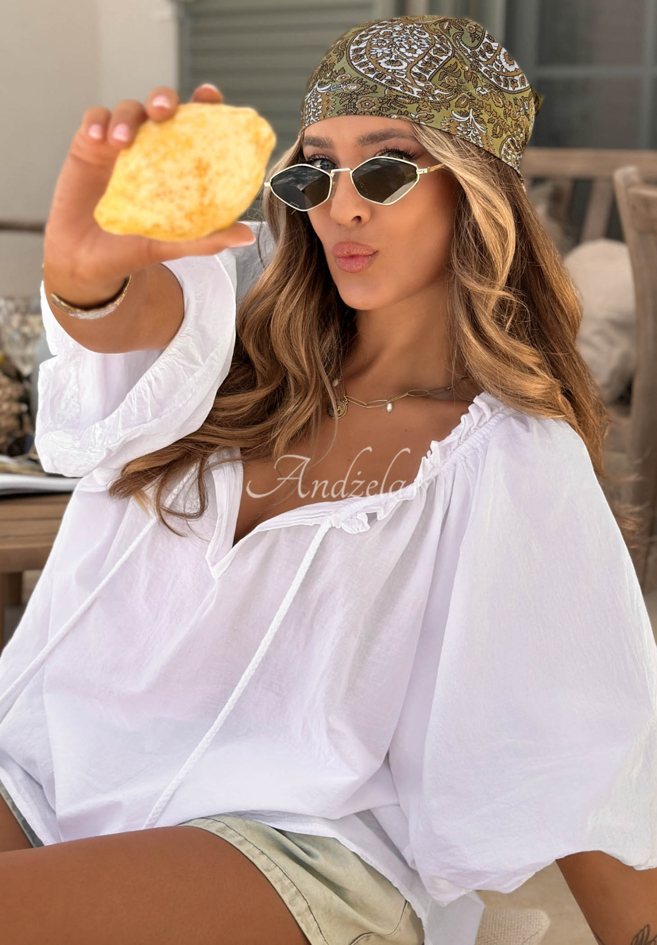 Vzorovaný šátek Print Story khaki