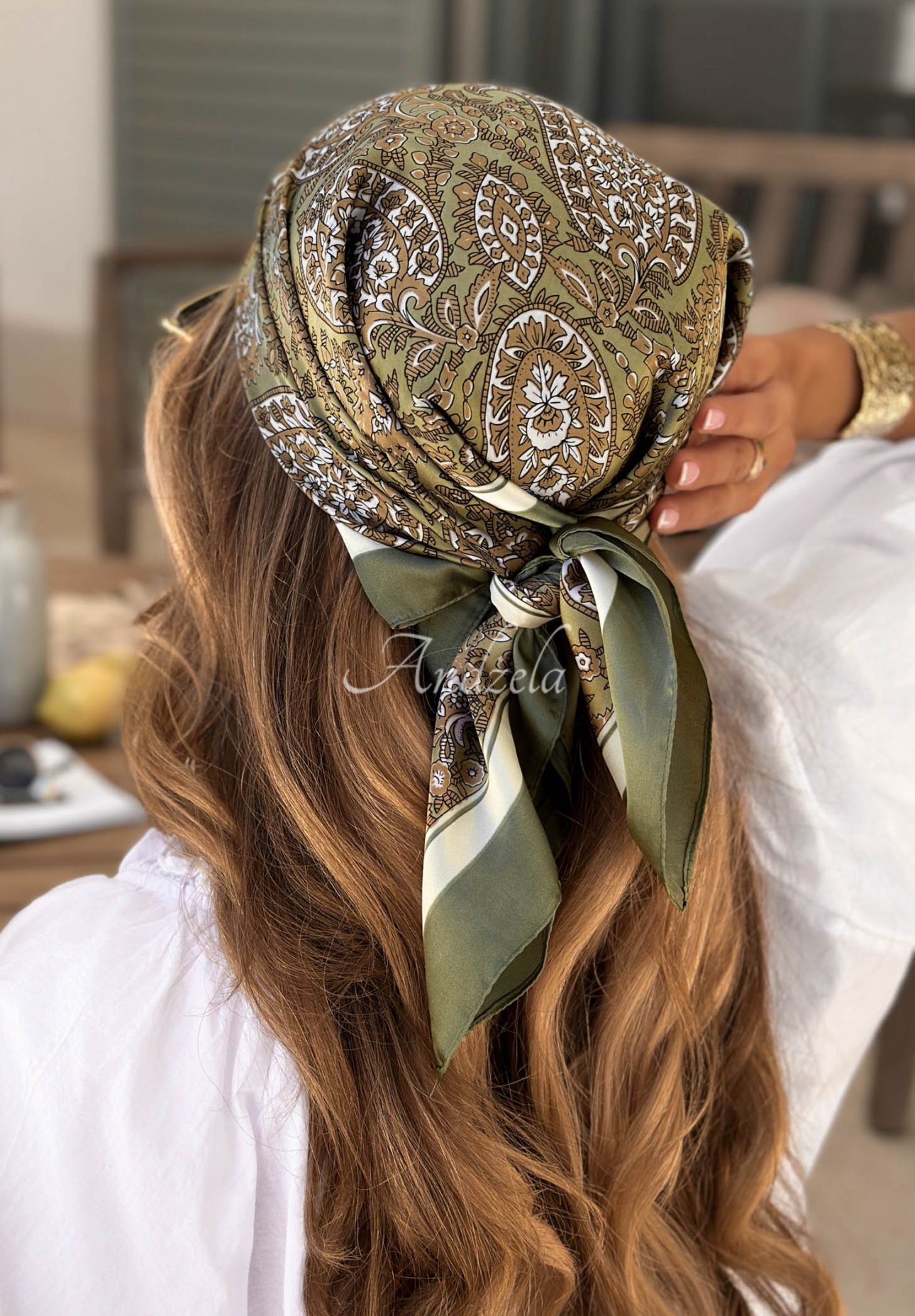 Vzorovaný šátek Print Story khaki