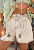 džínové  Kraťasy z gumką pasu Travel Vlogs pistáciové