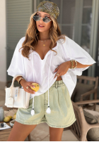 džínové  Kraťasy z gumką pasu Travel Vlogs pistáciové