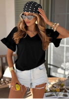 Bawełniany Tričko z falbankami Ask For More pudrová růžová