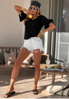 Bawełniany Tričko z falbankami Ask For More pudrová růžová