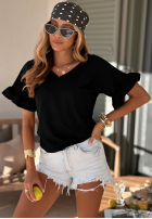 Bawełniany Tričko z falbankami Ask For More pudrová růžová