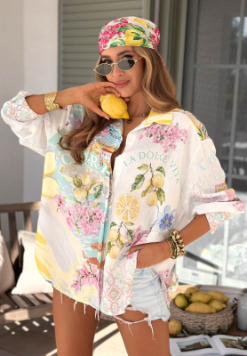 Asymetrick&aacute; ko&scaron;ile se vzory Capri Lemonade b&iacute;lo-modr&aacute;