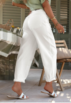 Kalhoty džínové  z paskiem Daily Choice bílé