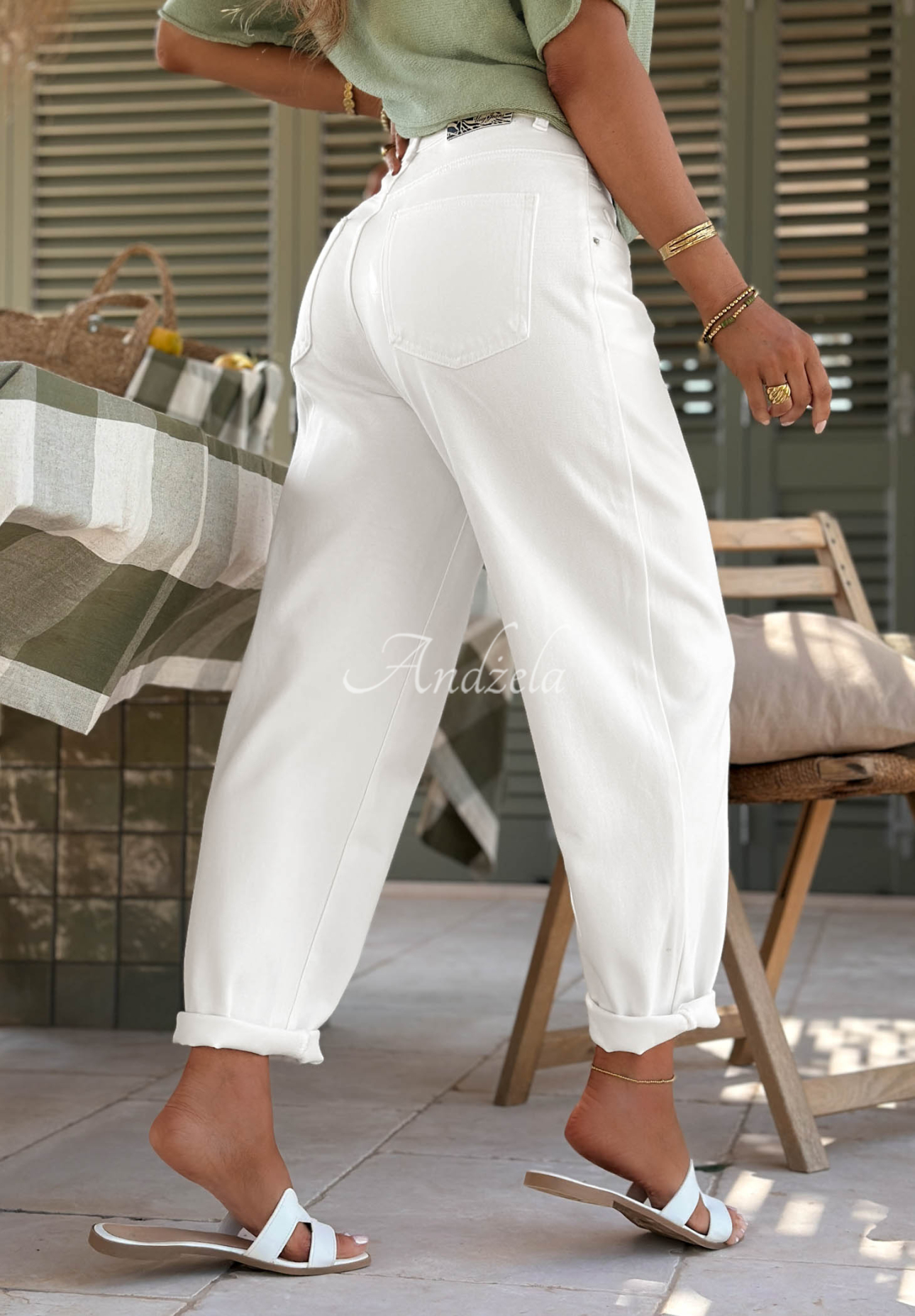 Džíny mom fit s páskem Daily Choice ecru