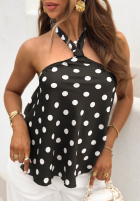 Satynowy top wiązany na szyi w Bodky  Delphie Černé