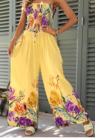 Dlouhý Overal bez ramiączek w kwiaty Florette světle béžový