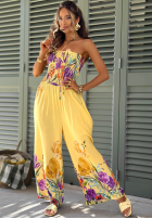 Dlouhý Overal bez ramiączek w kwiaty Florette světle béžový