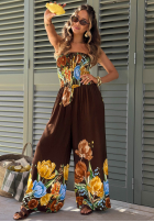 Dlouhý Overal bez ramiączek w kwiaty Florette světle béžový