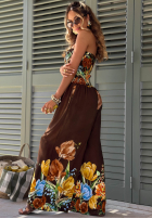 Dlouhý Overal bez ramiączek w kwiaty Florette světle béžový