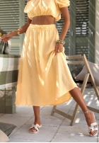 Souprava Krátká Halenka i rozkloszowana Sukně w kratkę Flamingo Sunset růžový