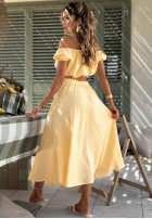 Souprava Krátká Halenka i rozkloszowana Sukně w kratkę Flamingo Sunset růžový