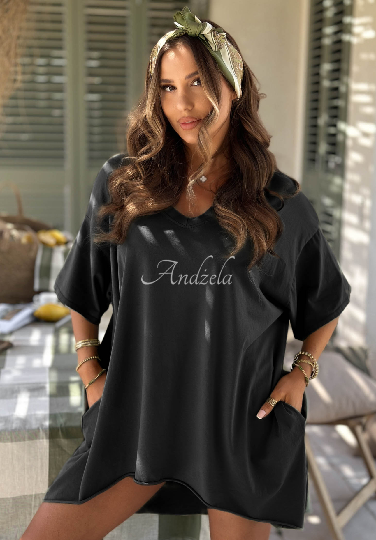 Asymetrické bavlněné tričko oversize Solaviva Černé