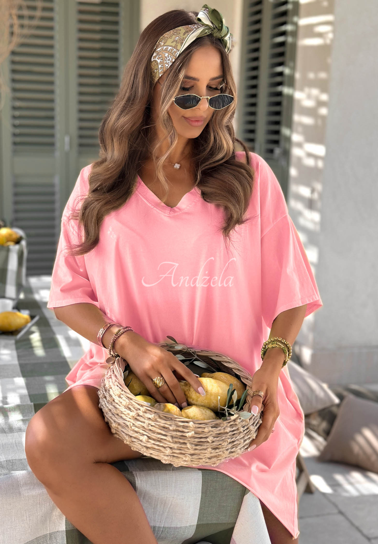 Asymetrické bavlněné tričko oversize Solaviva růžový