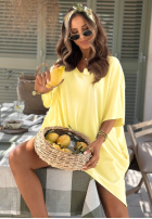 Tričko oversize z dekoltem Solaviva růžový