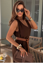 Dlouhý lniany Overal z szerokimi nogawkami i paskiem Tanala khaki