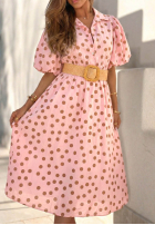 Šaty midi w Bodky  z bufkami i paskiem Hello Bellissima Bílá