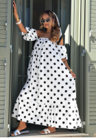 Viskózové šaty španělka s puntíky Dotty Days ecru