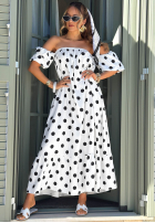 Sukně z falbanką w Bodky  Dotty Days ecru